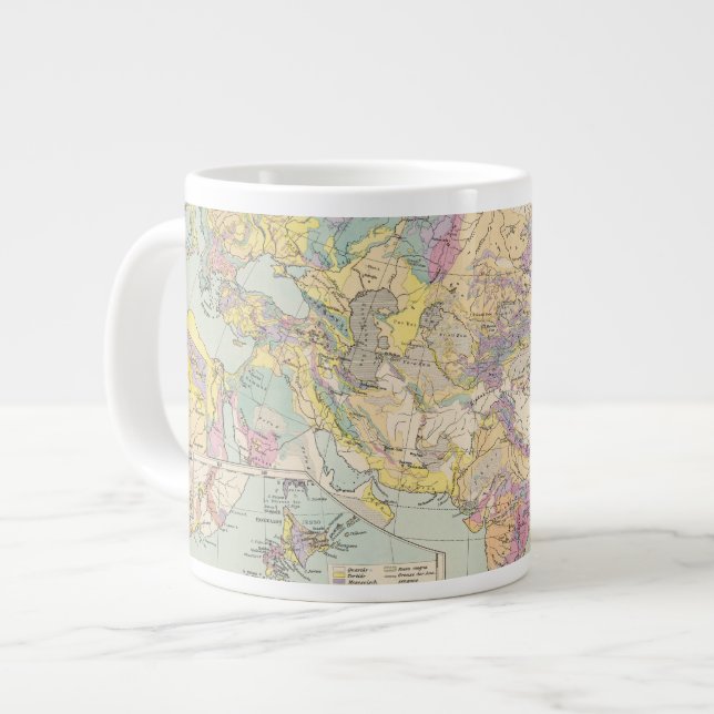 Caneca De Café Grande Asien u Europa - Mapa Atlas da Ásia e da Europa (Frente Esquerda)