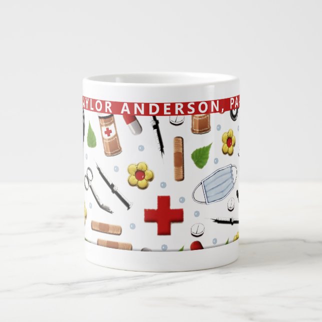 Caneca De Café Grande Assistente médico personalizado Coffee Mug (Frente)