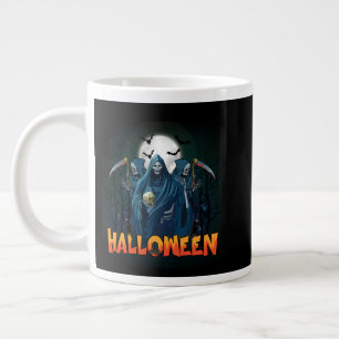 Caneca De Café Grande Assustador Esqueleto Noturno Halloween, Meu Humor 