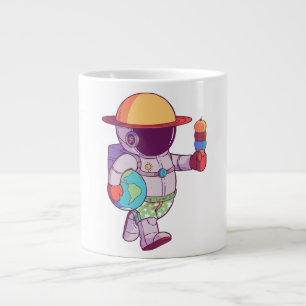 Caneca De Café Grande Astronauta, Planetas Divertidos
