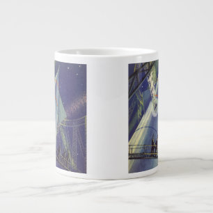 Caneca De Café Grande Astronautas de Ficção Científica Vintage em Nave E