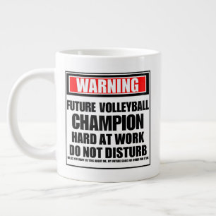 Caneca De Café Grande Atenção Ao Futuro Duro De Campeão De Voleibol N