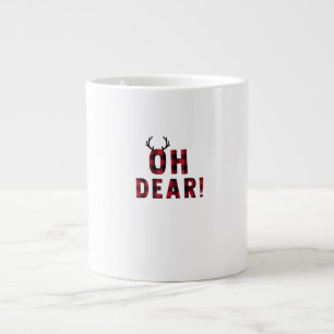 Caneca De Café Grande Atitude Divertida Oh Querido Cervo Xadrez Design C