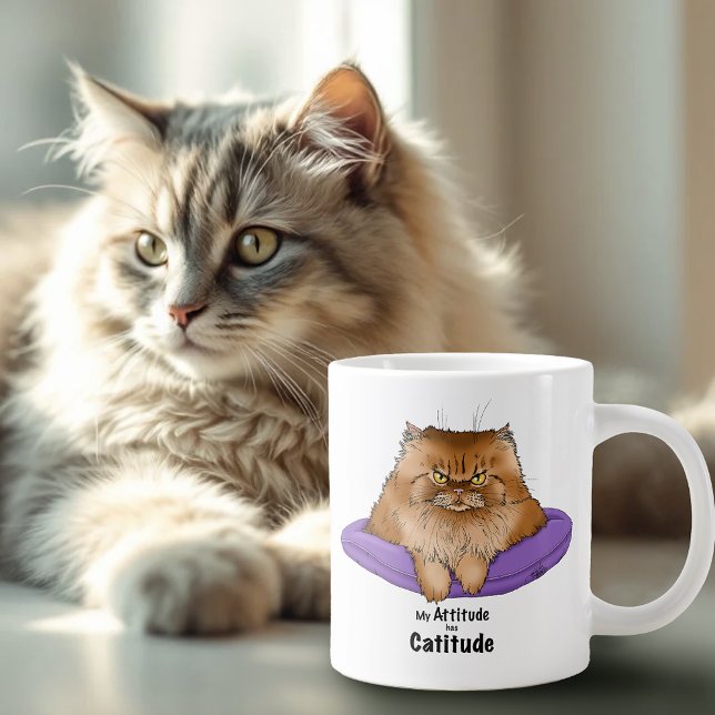 Caneca De Café Grande Atitude tem Catitude (Criador carregado)