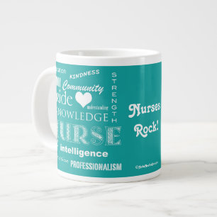 Caneca De Café Grande Atributos de Pride de Enfermeiro/Turquesa