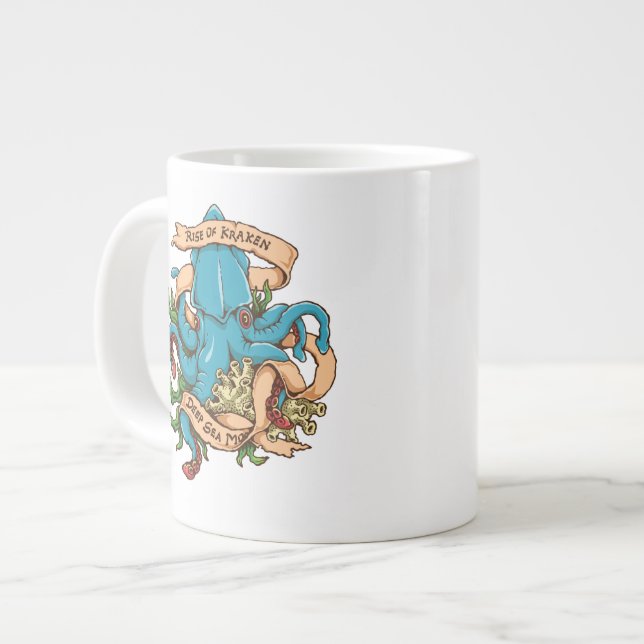 Caneca De Café Grande Aumento do polvo do monstro Kraken (Frente Esquerda)