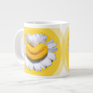 Caneca De Café Grande Aura Amarela Dourada Camomila Sorrisos Vibração do
