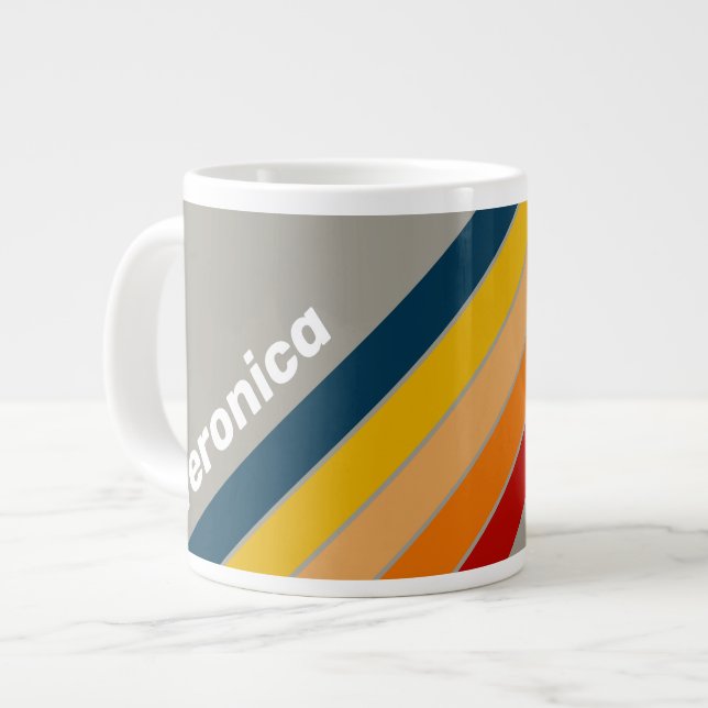 Caneca De Café Grande Aurora Arcade Striped with Name (Frente Esquerda)