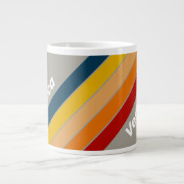 Caneca De Café Grande Aurora Arcade Striped with Name