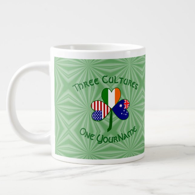 Caneca De Café Grande Austrália Irlanda EUA Sinalizadores Shamrock Your  (Esquerda)