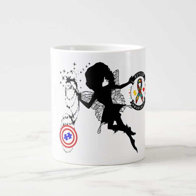 Caneca De Café Grande Autismo Sensibilização Jumbo Mug (Frente)