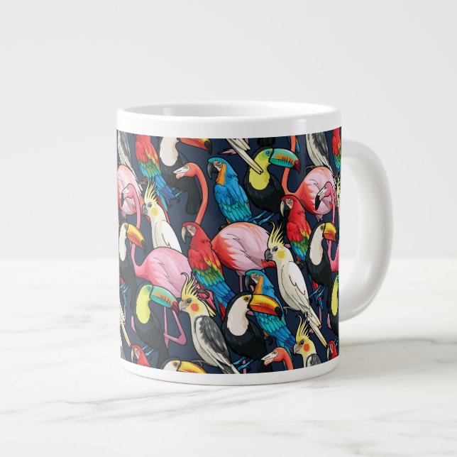 Caneca De Café Grande Aves exóticas (Frente Esquerda)
