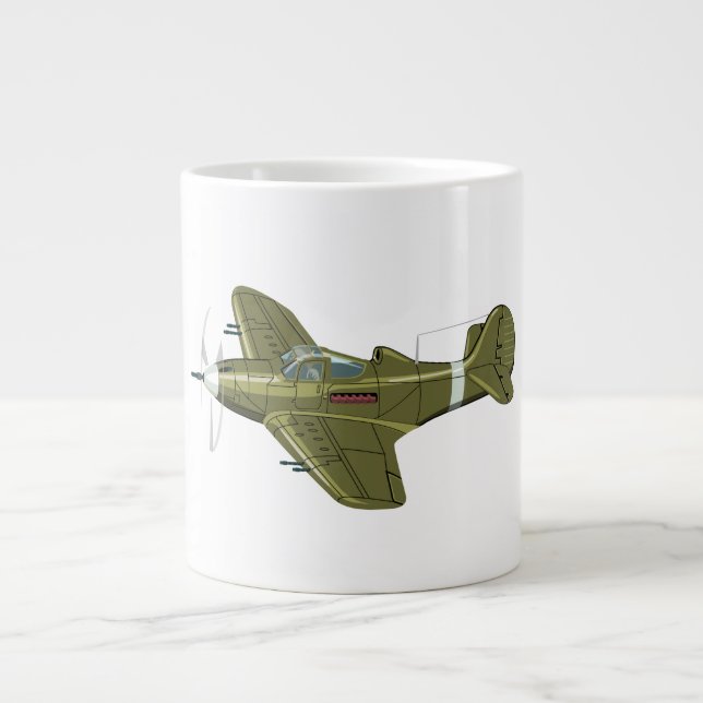 Caneca De Café Grande Avião-caça-retrógrado (Frente)