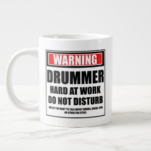 Caneca De Café Grande Avisar Duro Do Drummer No Trabalho Não Incomodar