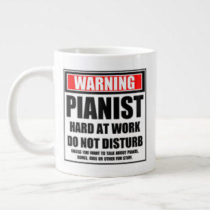 Caneca De Café Grande Avisar Duro Pianista No Trabalho Não Incomodar
