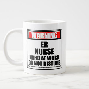Caneca De Café Grande Aviso ao Duro de Enfermeiro ER no Trabalho Não In