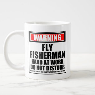 Caneca De Café Grande Aviso Ao Duro De Pescadores De Voo No Trabalho Nã