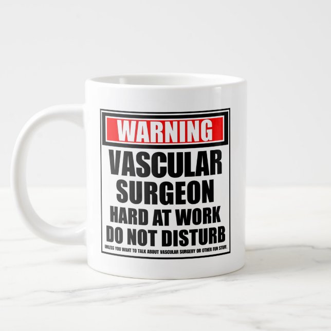 Caneca De Café Grande Aviso ao Duro do Cirurgião Vascular no Trabalho (Esquerda)