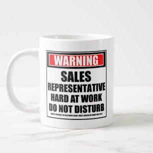 Caneca De Café Grande Aviso ao Duro Representante de Vendas no Trabalho