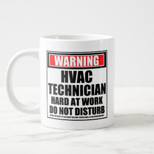 Caneca De Café Grande Aviso ao Duro Técnico HVAC no Trabalho