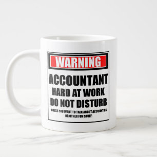 Caneca De Café Grande Aviso Contador Trabalhando Duro Não Perturbe