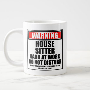 Caneca De Café Grande Aviso Cuidador de Casa Trabalhando Não Perturbe