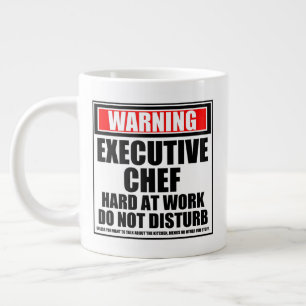 Caneca De Café Grande Aviso Duro De Chef Executivo No Trabalho Não Inco