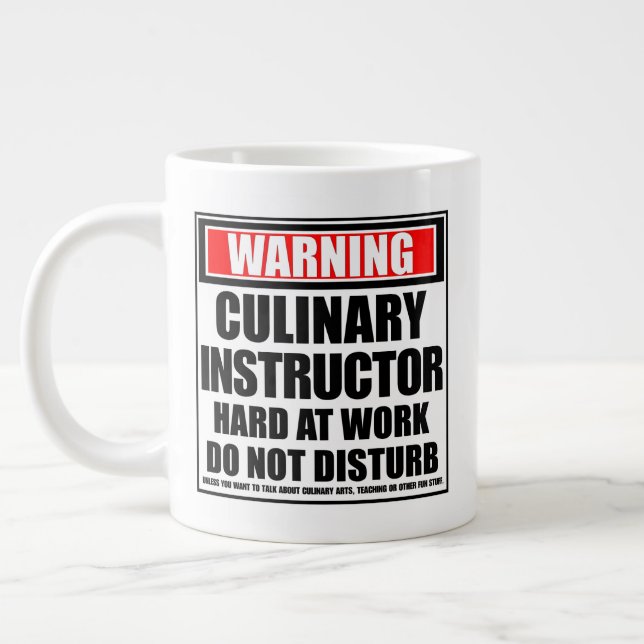 Caneca De Café Grande Aviso Duro de Instrutor Culinário no Trabalho (Esquerda)