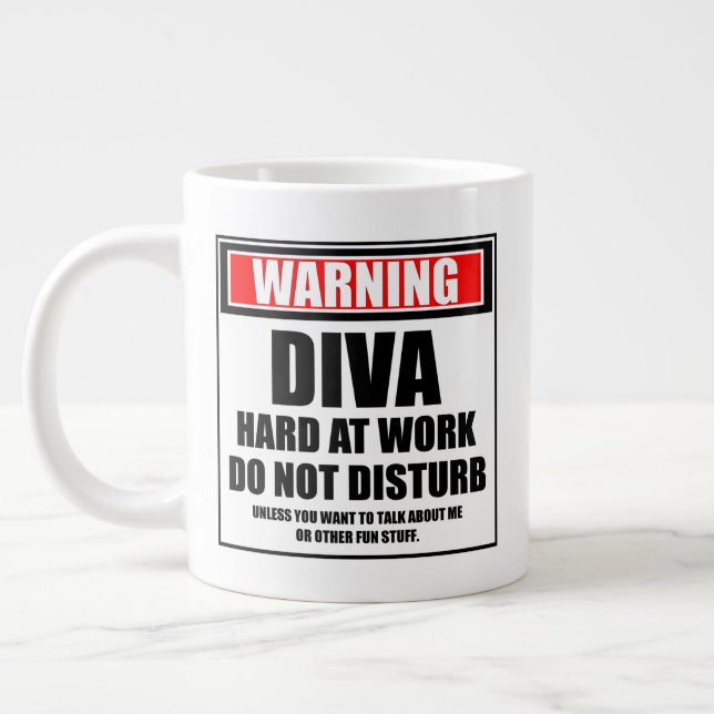 Caneca De Café Grande Aviso Duro Diva No Trabalho Não Incomodar (Esquerda)