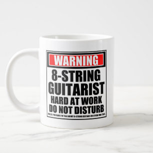 Caneca De Café Grande Aviso Duro Guitarista De 8 Cordas No Trabalho