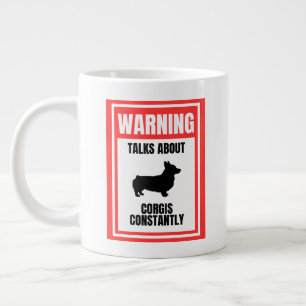 Caneca De Café Grande 'Aviso: Fala sobre Corgis Constantemente' Amante d