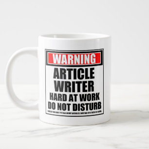 Caneca De Café Grande Aviso O Duro Do Escritor De Artigo No Trabalho Nã
