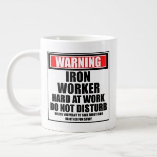 Caneca De Café Grande Aviso Operário de Ferro Duro no Trabalho Não Pertu