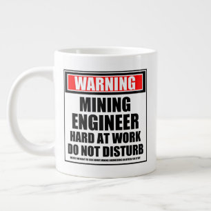 Caneca De Café Grande Aviso sobre Duro de Engenheiro de Mineração no T