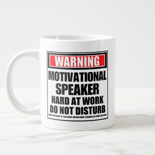 Caneca De Café Grande Aviso sobre Duro Motivacional no Trabalho (Esquerda)