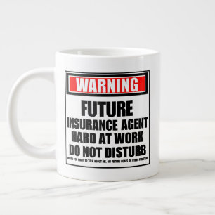 Caneca De Café Grande Aviso sobre o Duro do Agente de Seguro Futuro no T
