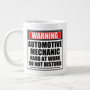 Caneca De Café Grande Aviso sobre o Duro Mecânico Automotivo no Trabalho