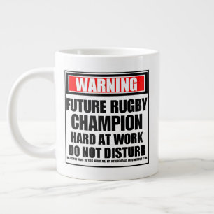 Caneca De Café Grande Aviso sobre o futuro Duro de campeão de rugby no t