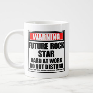 Caneca De Café Grande Aviso sobre o futuro Duro Rock Star no trabalho