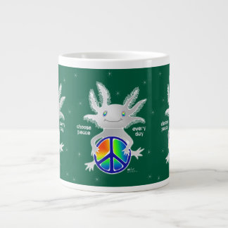 Caneca De Café Grande Axolotl de Natal com Sinal de Paz Coffee Mug