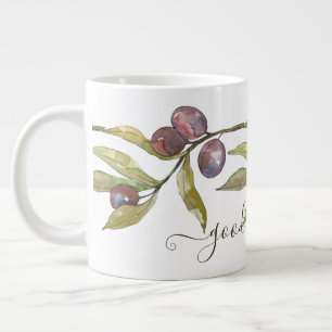 Caneca De Café Grande Azeitonas de Aquarela, Boas Manhãs, Lata-Café Gi