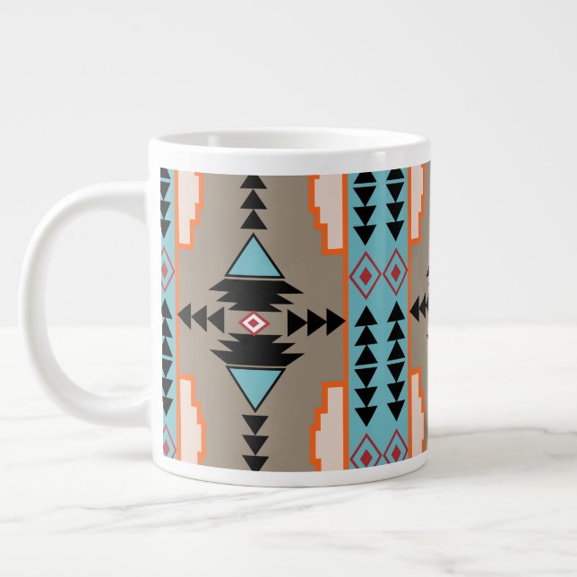 Caneca De Café Grande Aztec Tribal Geométrico (Esquerda)