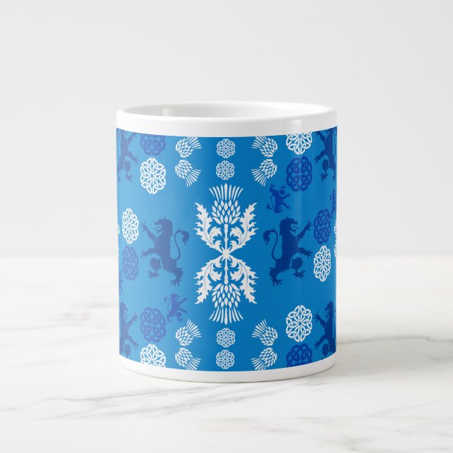 Caneca De Café Grande Azul e Branco Escocês  (Frente)