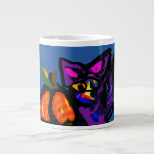 Caneca De Café Grande Azul-gato preto