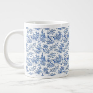 Caneca De Café Grande Azul Grandmillennial Toile Paisagem Rural