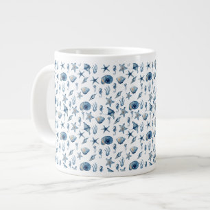 Caneca De Café Grande Azul-padrão submarino da aquarela