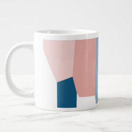 Caneca De Café Grande Azul rosa e branco