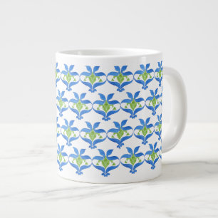 Caneca De Café Grande Azul, Verde, Arte Branca, Padrão Jumbo Mug