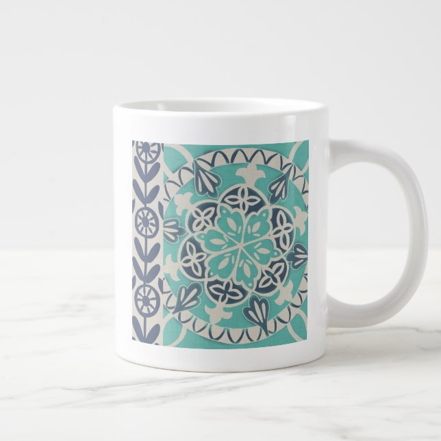 Caneca De Café Grande Azulejo Batik Azul I (Direita)
