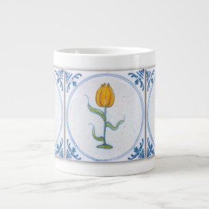 Caneca De Café Grande Azulejo Branco Azul Tulip Faux Coffee Mug